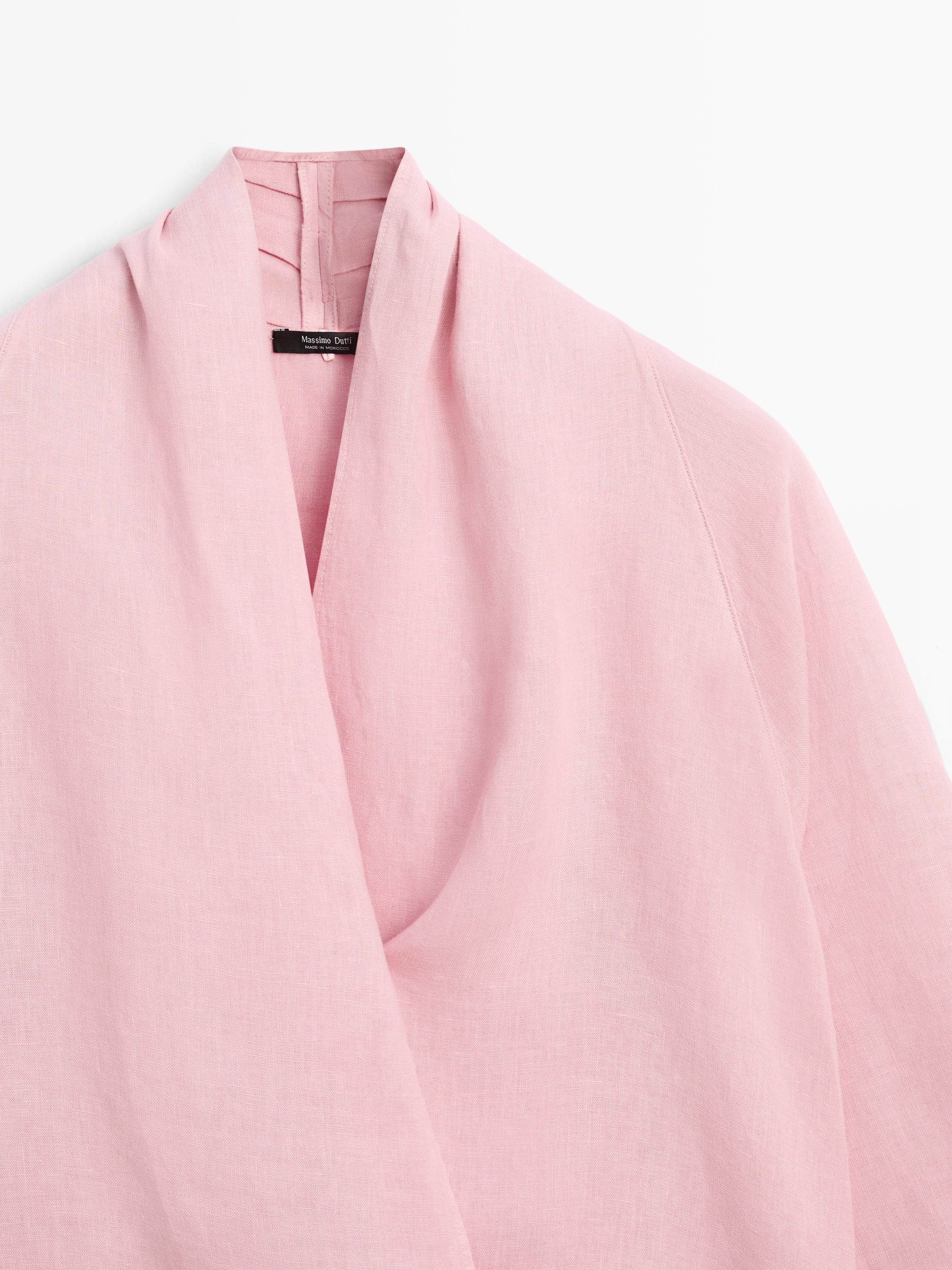 Blouse fluide croisée ample en lin